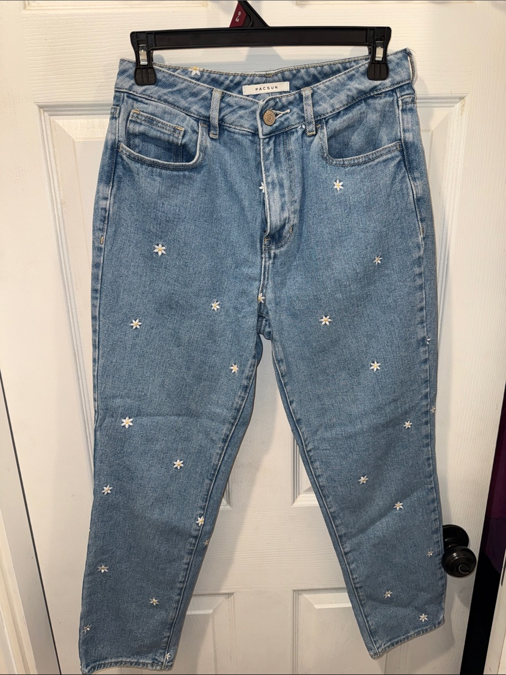 PacSun Light Blue Daisy Embroidered Jeans